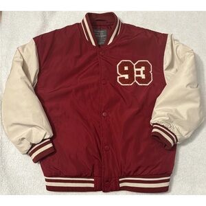 Red and Cream Boys' Primark Varsity Bomber Jacket Size 6-7YRS/ 122 CM